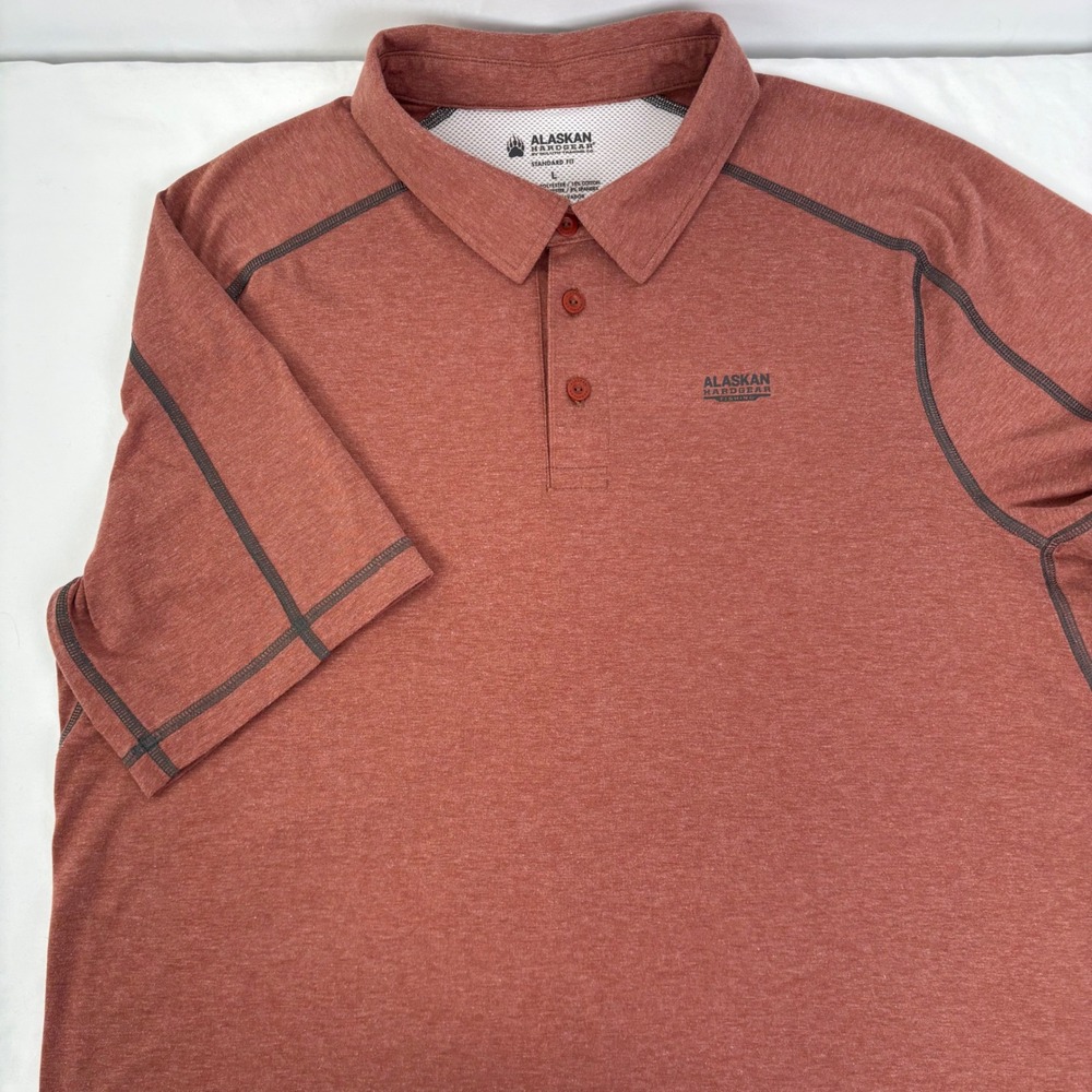 Alaskan Hardgear Catch & Drirelease Men's Large‎ Rust Heather Fishing Polo Shirt